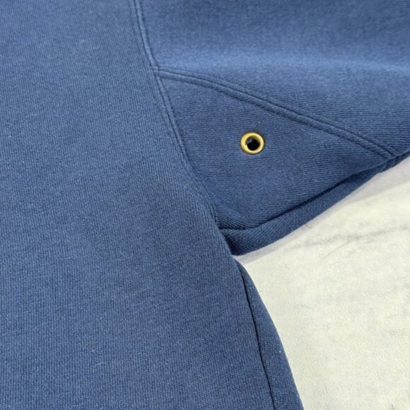 Vintage 90s Habitat Wilderness Hoodie M Embroidered Wolf Plaid Lined Hood Navy - Picture 14 of 16